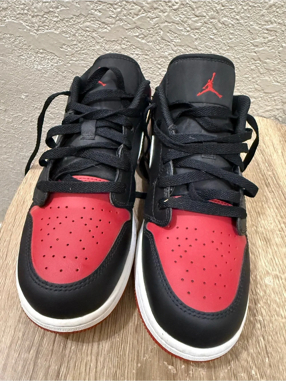 Jordan Black and Red Low-Top Sneakers